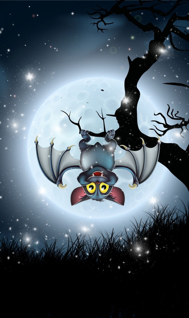 Chauve-souris rigolote battant des ailes à la pleine lune