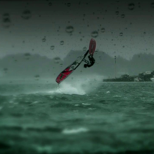 Gregoire Scherpe performs a majestic jump on his windsurf!