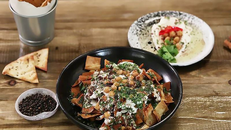 Lebanon Fatta with Labna Salad