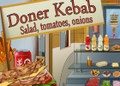 Döner Kebab : salade, tomates, oignons