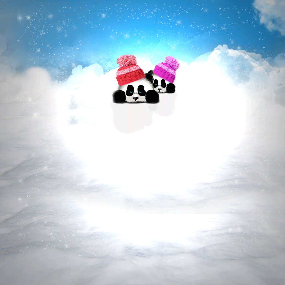 Two pandas in the snow break your screen