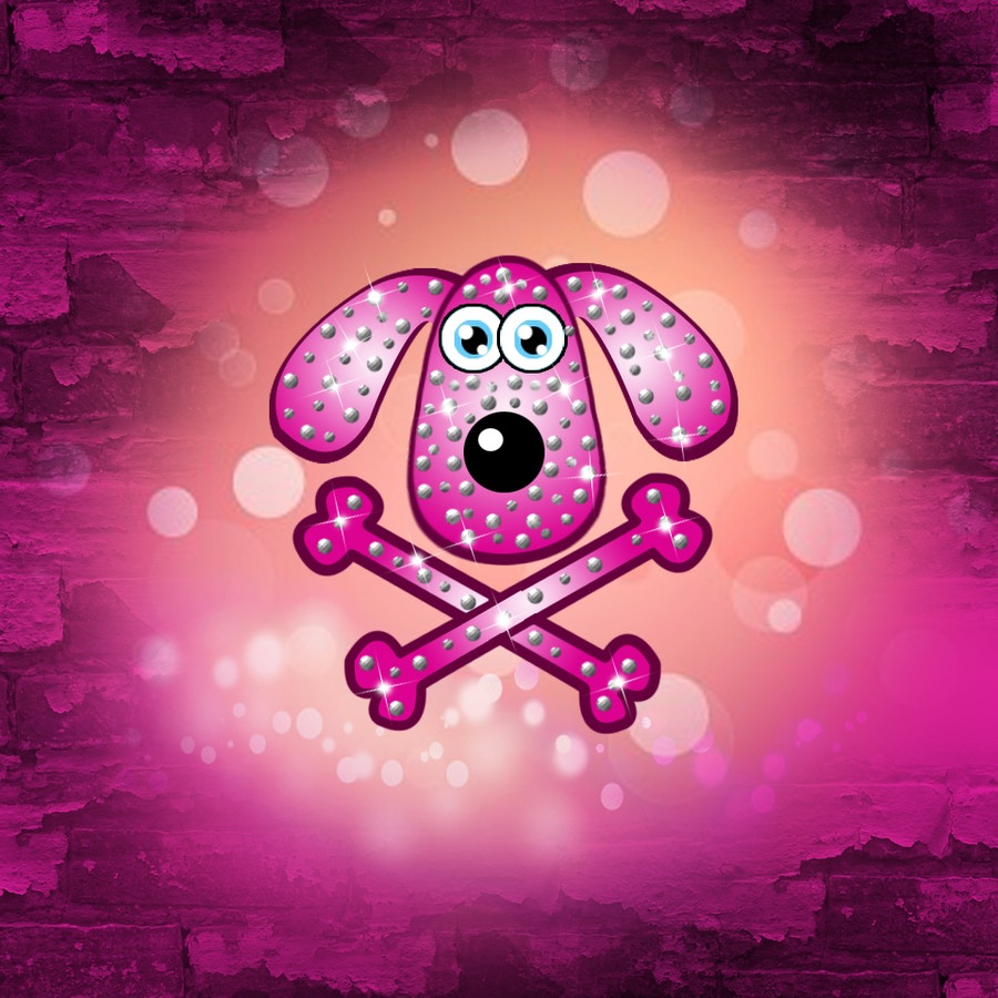 Cão com com caveira em diamante