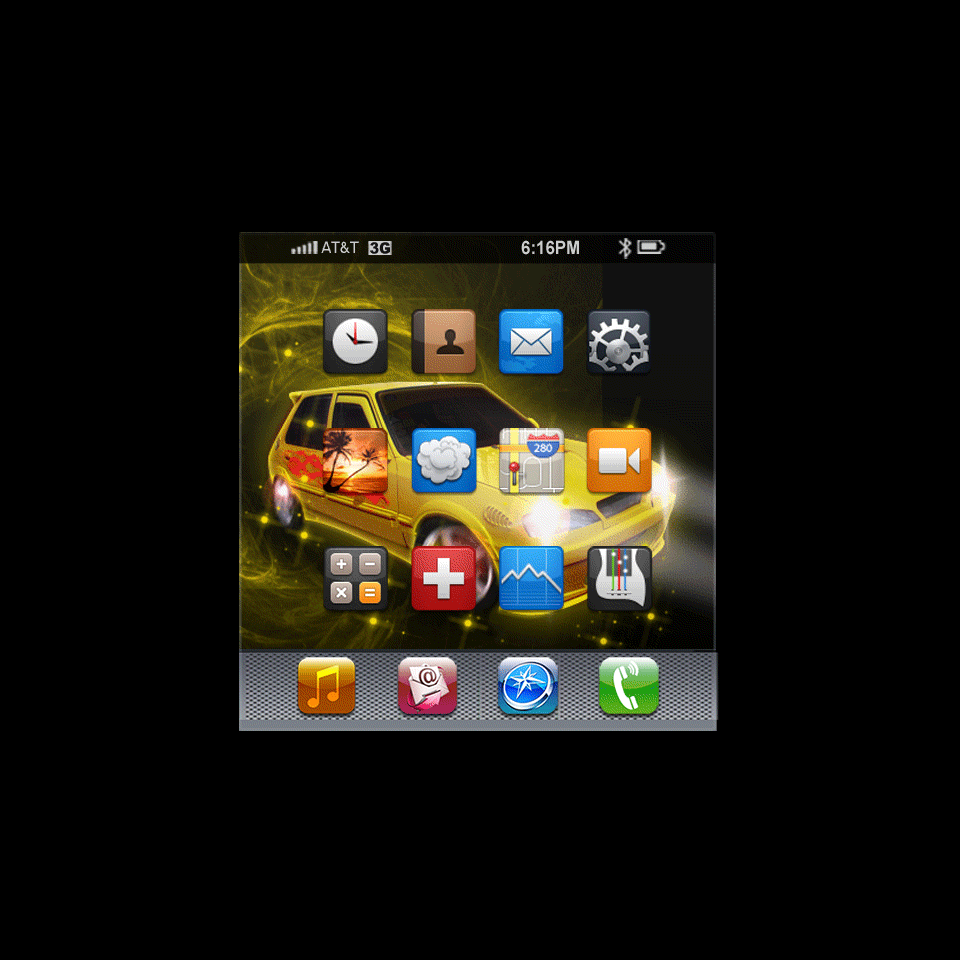 Iphone theme: Yellow glittering tunning car!