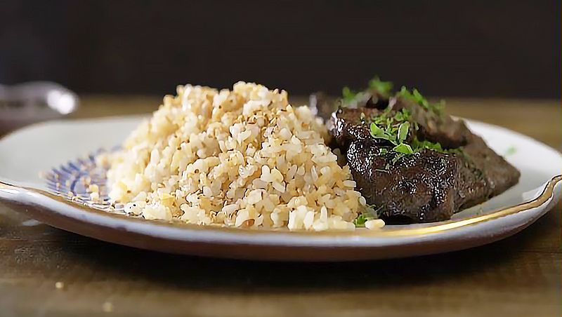 Fried Liver with Sesame Rice