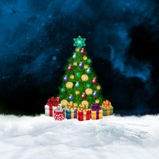 Árvore de Natal recheada de presentes