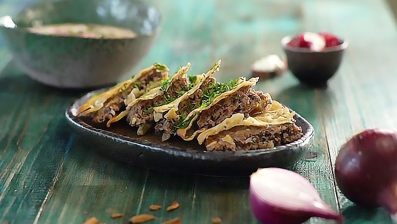 Lebanese Hawawshi with Beetroot Yogurt Salad