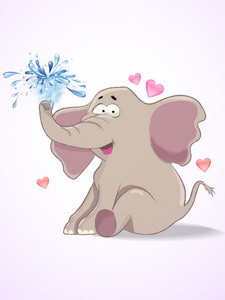 Elefante molha a tela