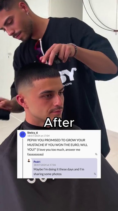 Pedri - New haircut and moustache !