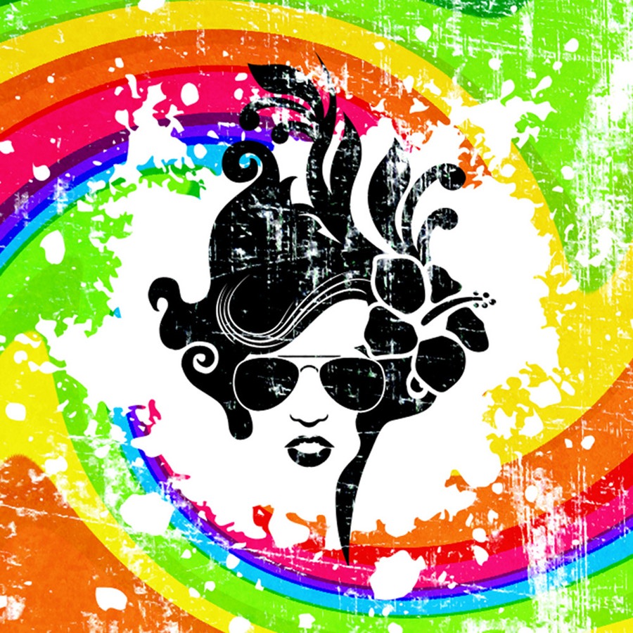 Rosto de uma mulher num fundo com cores de verão