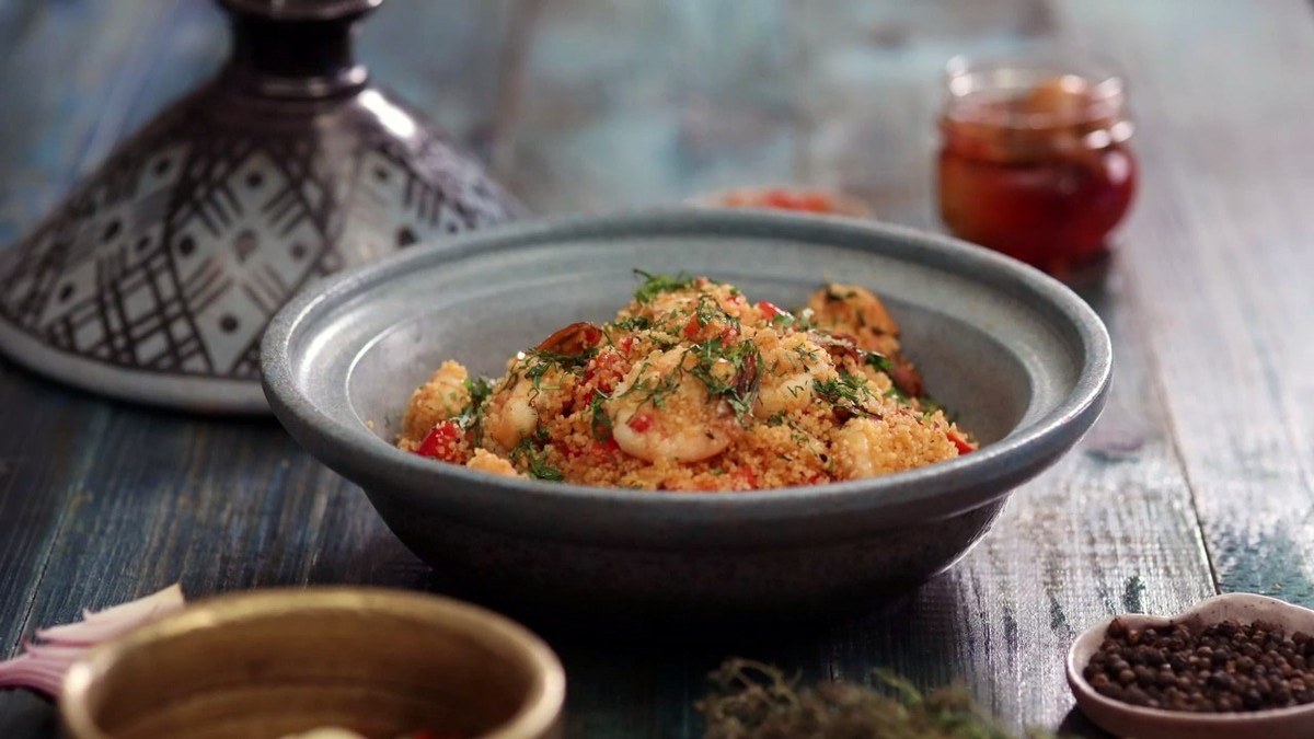 Couscous aux crevettes et herbes